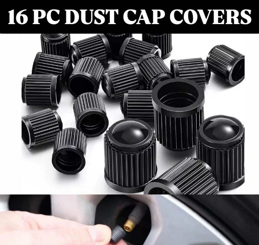 16 X CAR BIKE CYCLE BLACK PLASTIC AIR VALVE TYRE ALLOY WHEEL CAPS DUST VALVE - Image 2