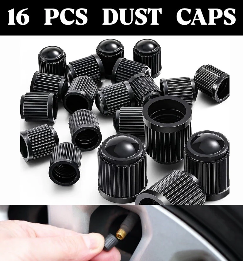 16 X CAR BIKE CYCLE BLACK PLASTIC AIR VALVE TYRE ALLOY WHEEL CAPS DUST VALVE - Image 8