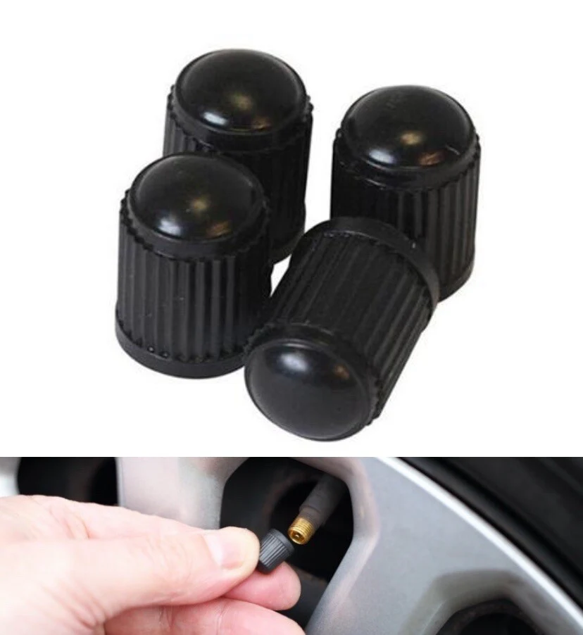4 X CAR BIKE CYCLE BLACK PLASTIC AIR VALVE TYRE ALLOY WHEEL CAPS DUST VALVE - Image 3
