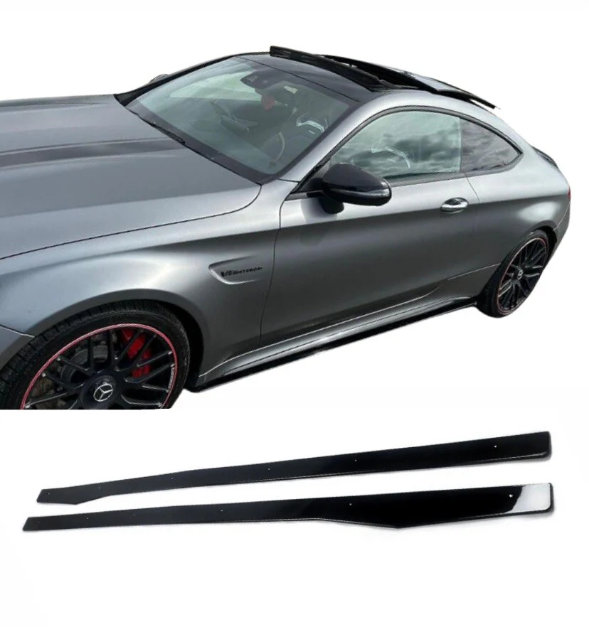 AMG Style Side Skirts Extension For Mercedes C Class W205 C205 2014-2019 Gloss