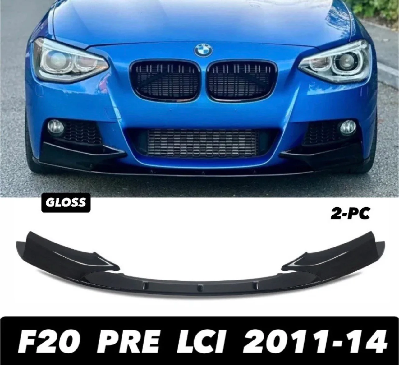 BMW 1 SERIES F20 F21 2PC M SPORT FRONT BUMPER SPLITTER LIP PRE-LCI 2011-2014 - Image 12