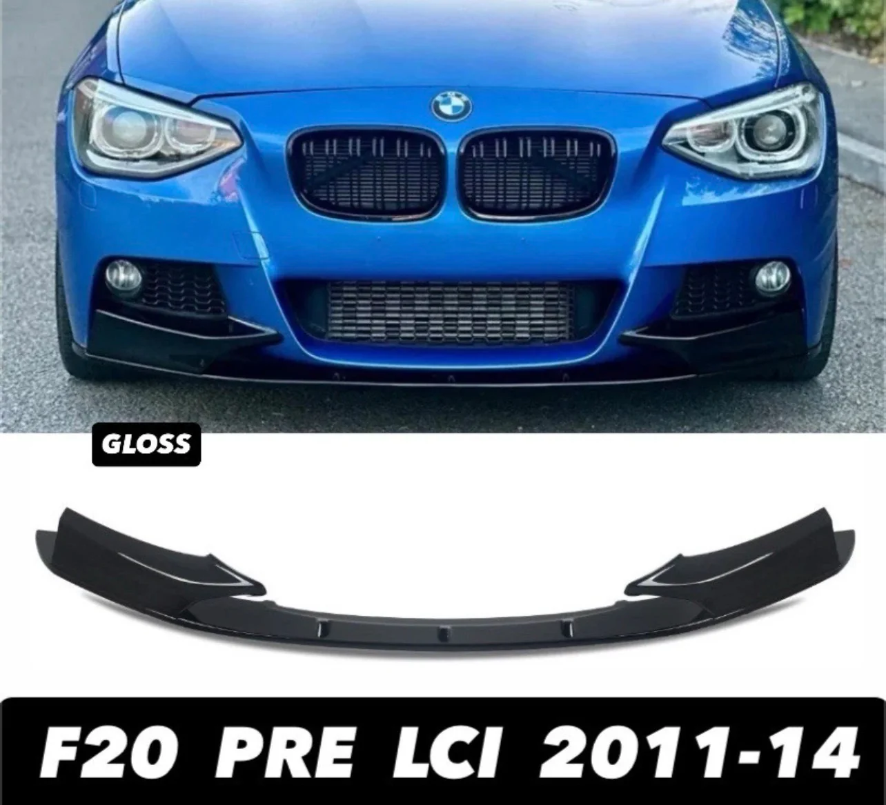BMW 1 SERIES F20 F21 2PC M SPORT FRONT BUMPER SPLITTER LIP PRE-LCI 2011-2014 - Image 4