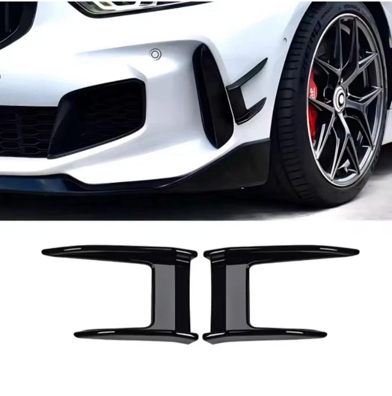 BMW 1 SERIES F40 M SPORT FRONT CANARDS FINS LIP MP GLOSS BLACK SPLITTER - Image 5