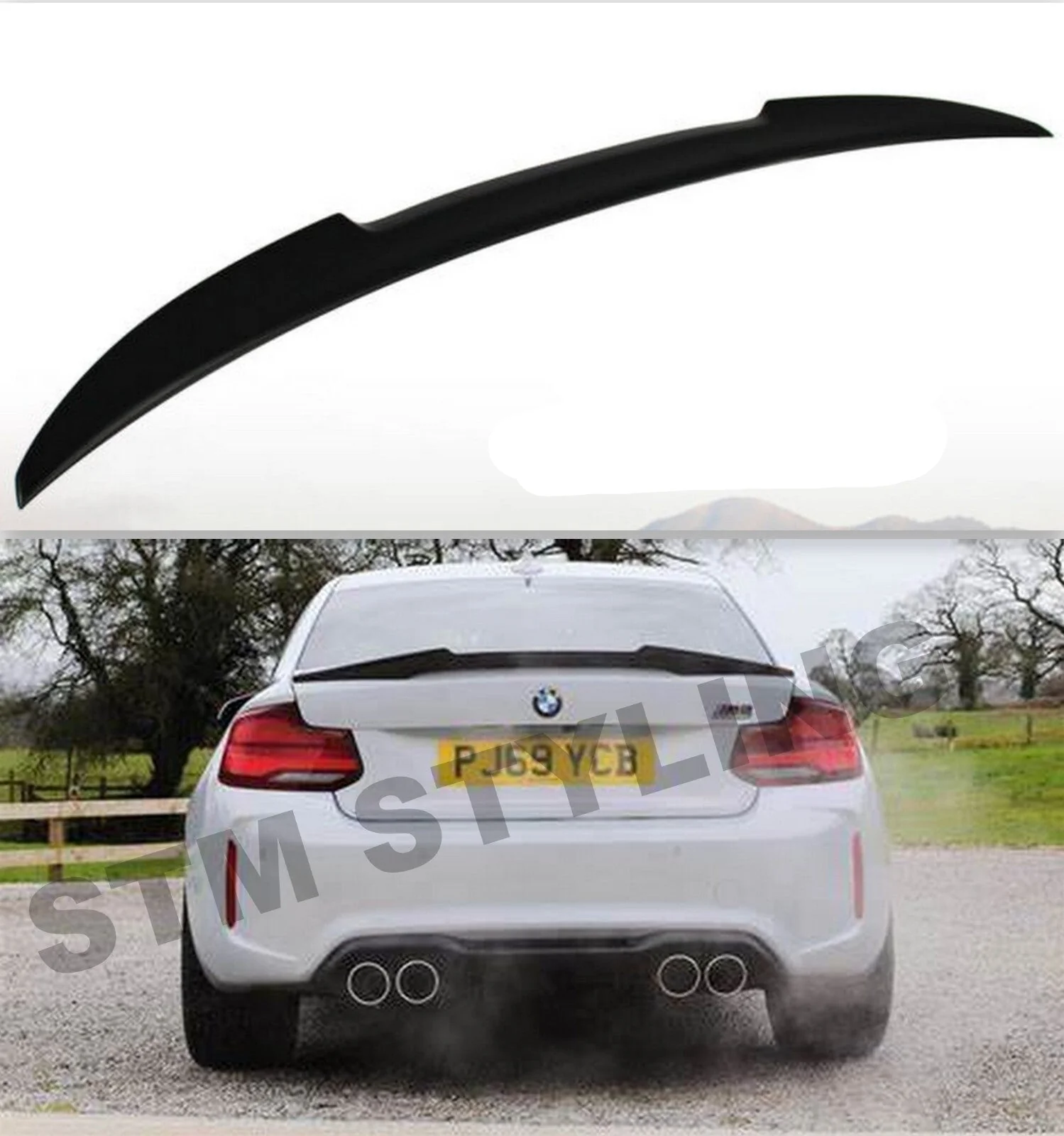 BMW 2 SERIES F22 F23 M2 F87 M SPORT BOOT SPOILER LIP GLOSS BLACK V STYLE ABS
