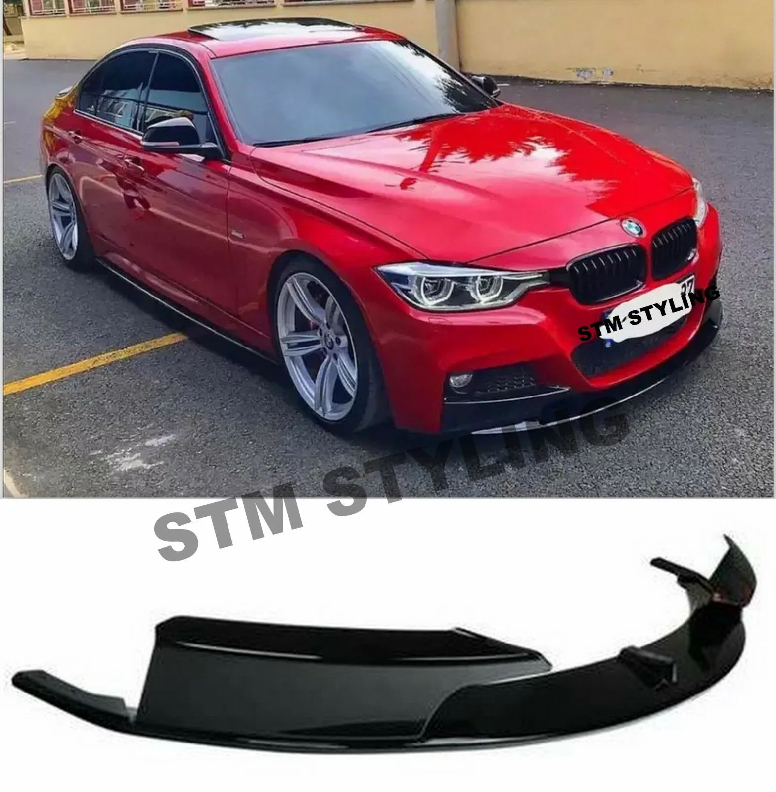 BMW 3 SERIES F30 F31 M SPORT FRONT SPLITTER LIP SPOILER GLOSS BLACK SLIM 1 PCS
