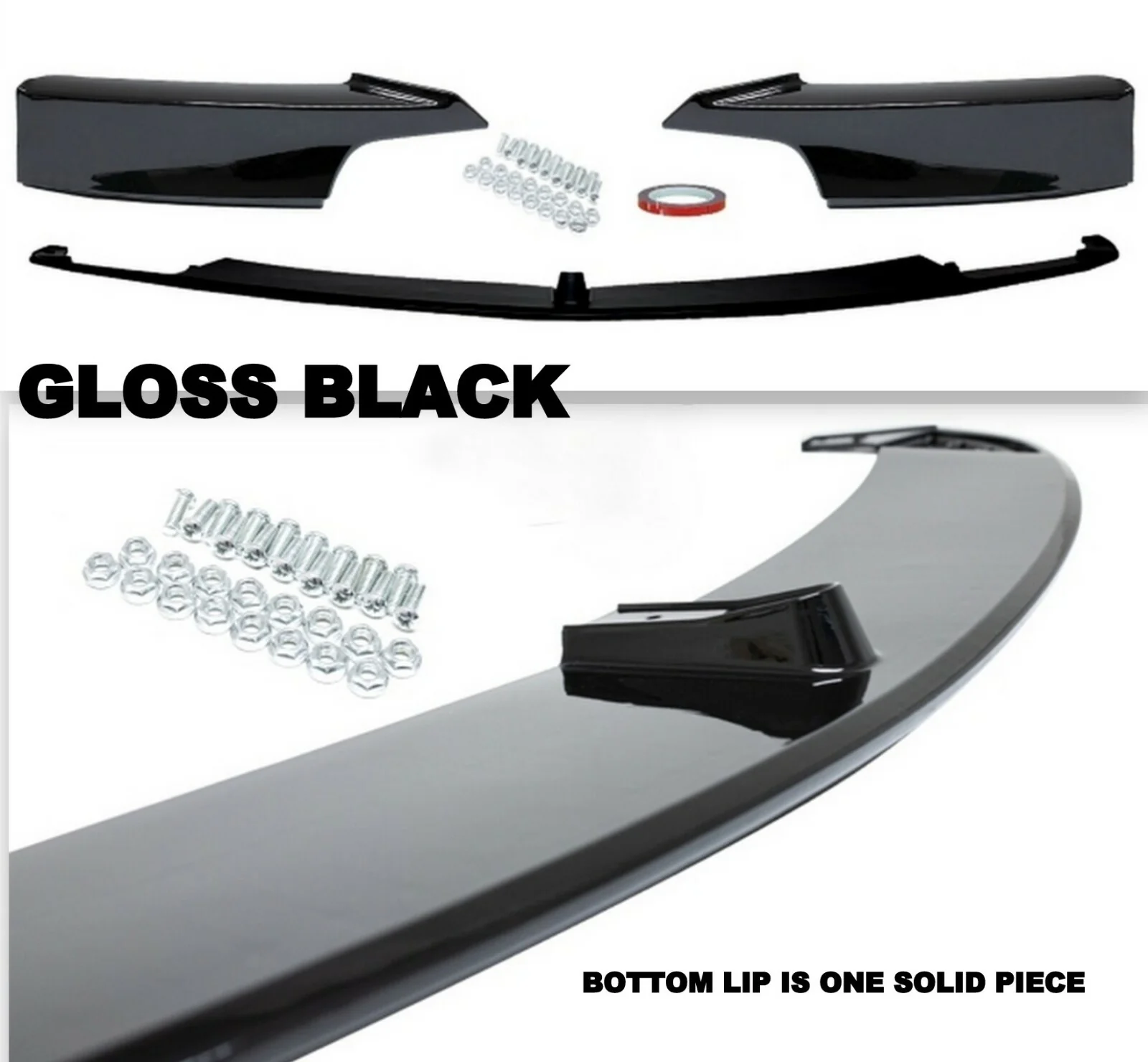 BMW 3 SERIES F30 F31 M SPORT FRONT SPLITTER LIP SPOILER GLOSS BLACK SLIM 1 PCS - Image 3