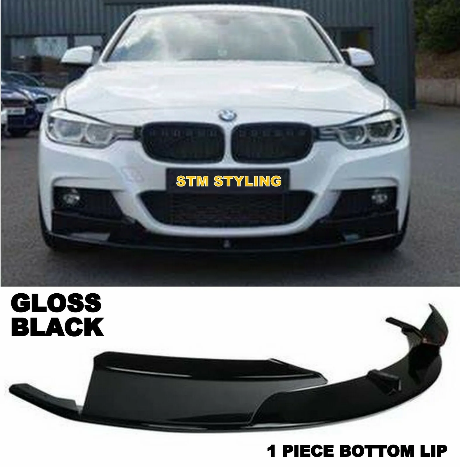 BMW 3 SERIES F30 F31 M SPORT FRONT SPLITTER LIP SPOILER GLOSS BLACK SLIM 1 PCS - Image 4
