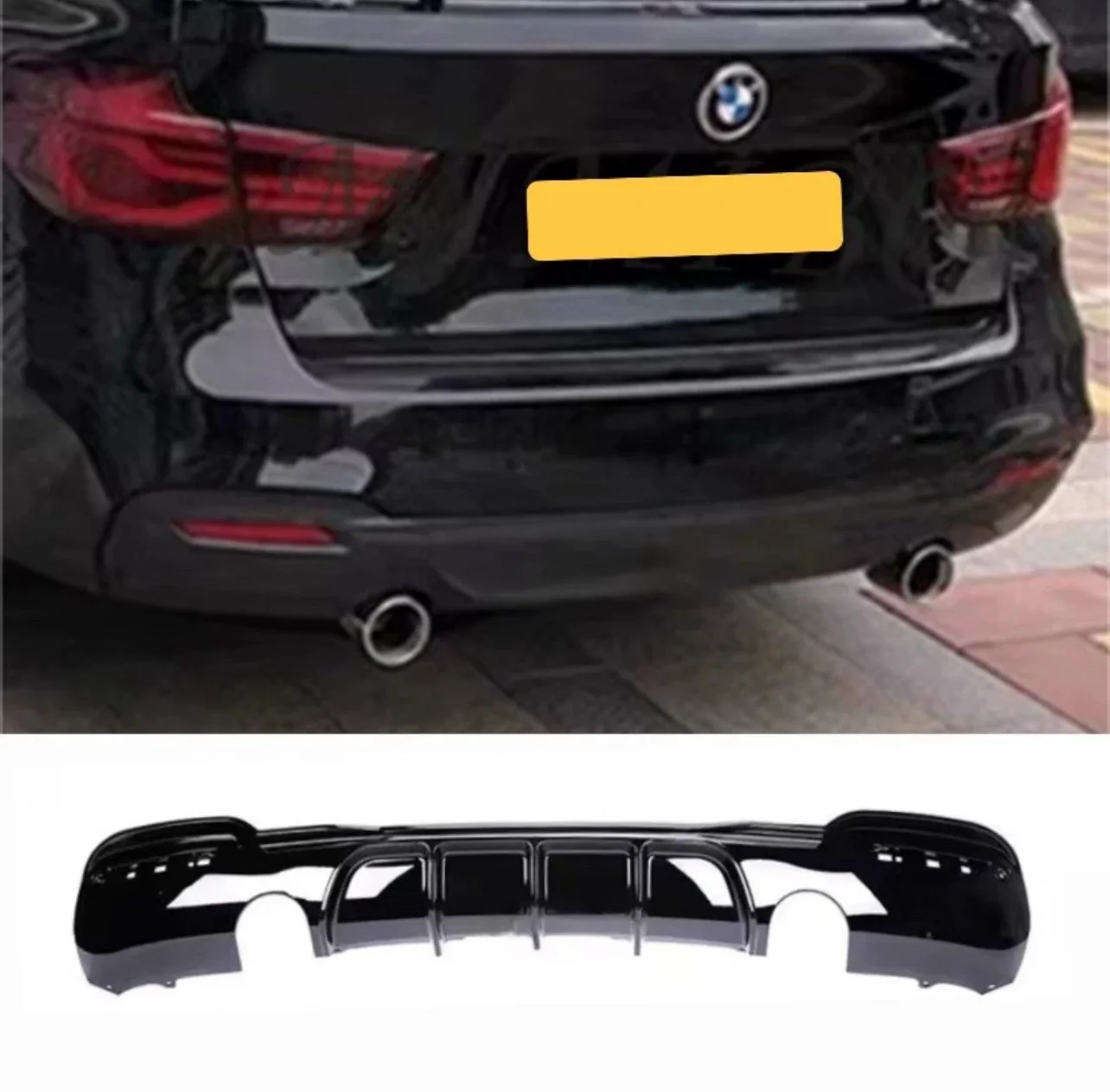 BMW 3 SERIES F34 GLOSS BLACK GT M-SPORT REAR BUMPER DIFFUSER LIP DUAL EXIT 340i - Image 6