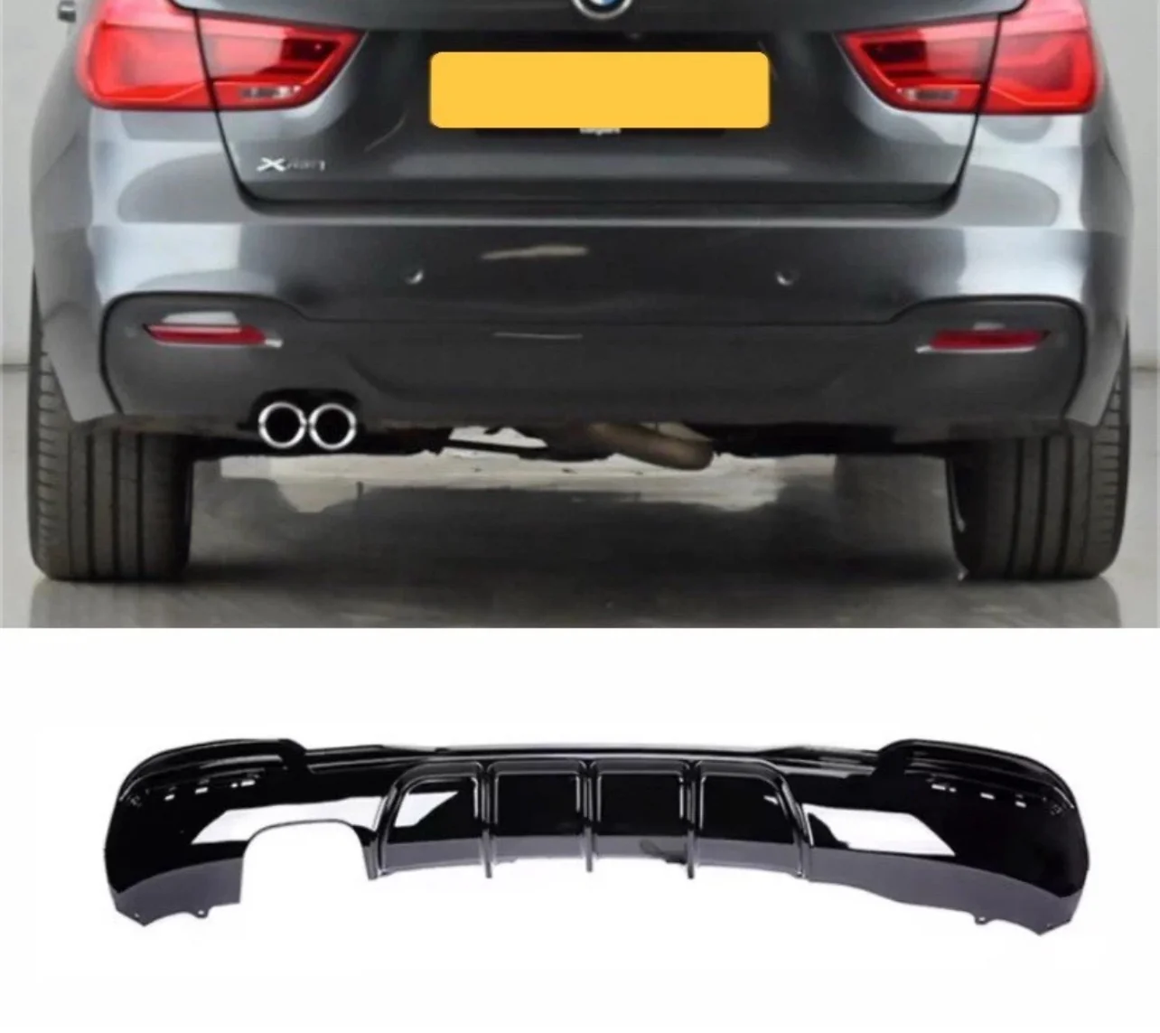 BMW 3 SERIES F34 GLOSS BLACK GT M SPORT REAR BUMPER DIFFUSER LIP GLOSS 2014+