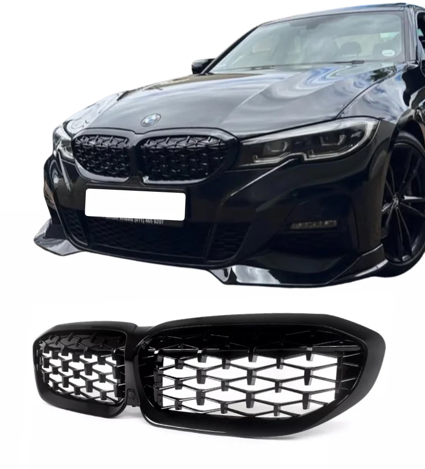 BMW 3 Series G20 G21 Front Kidney Grilles Grills Style Gloss Black 2019-22 - Image 7