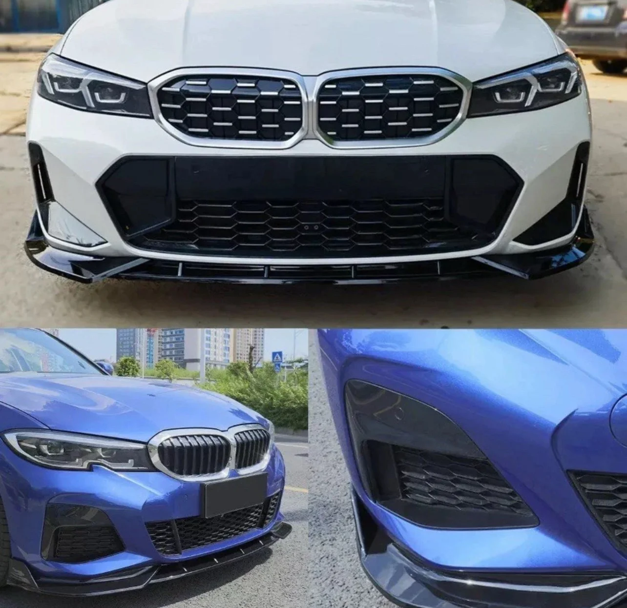 BMW 3 SERIES G20 G21 FRONT SPLITTER LIP VALANCE SPOILER SPLITTER GLOSS BLACK STM - Image 8