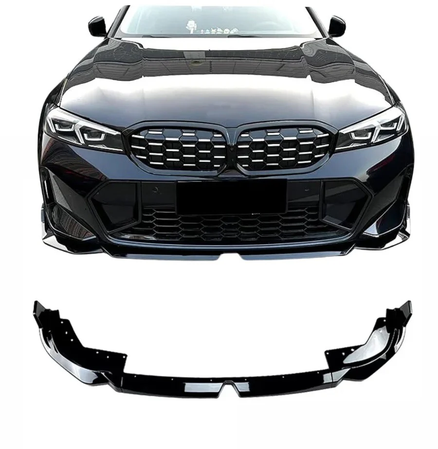 BMW 3 SERIES G20 GLOSS BLACK FRONT SPLITTER BUMPER LIP LCI FACELIFT 2021+ MP - Image 4