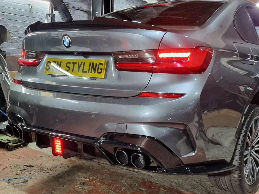 BMW 3 SERIES G20 KIT GLOSS BLACK BODYKIT FRONT LIP SPOILER LED DIFFUSER QUAD TIP - Image 23