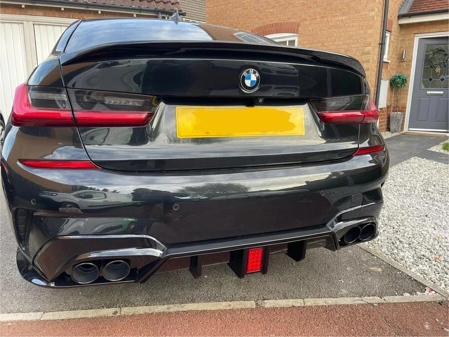 BMW 3 SERIES G20 KIT GLOSS BLACK BODYKIT FRONT LIP SPOILER LED DIFFUSER QUAD TIP - Image 3