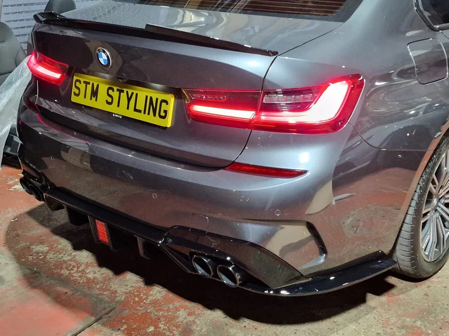 BMW 3 SERIES G20 KIT GLOSS BLACK BODYKIT FRONT LIP SPOILER LED DIFFUSER QUAD TIP - Image 7