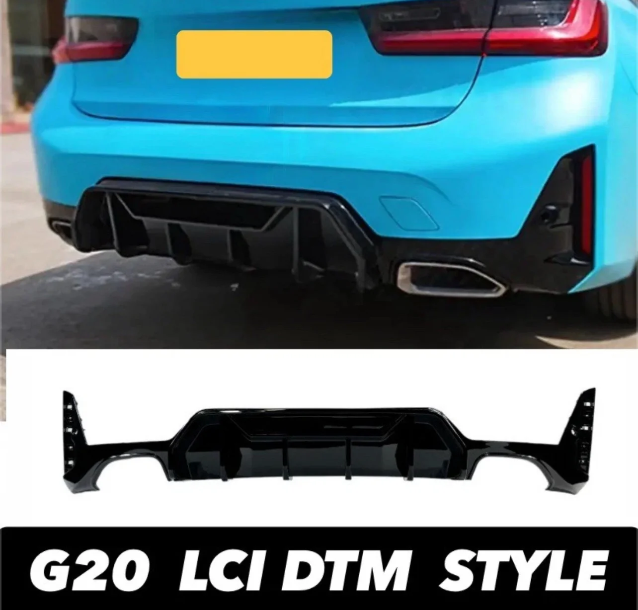 BMW 3 Series G20 LCI Aero Body Kit M Sport In Gloss Black Splitter Skirts Quad - Image 3