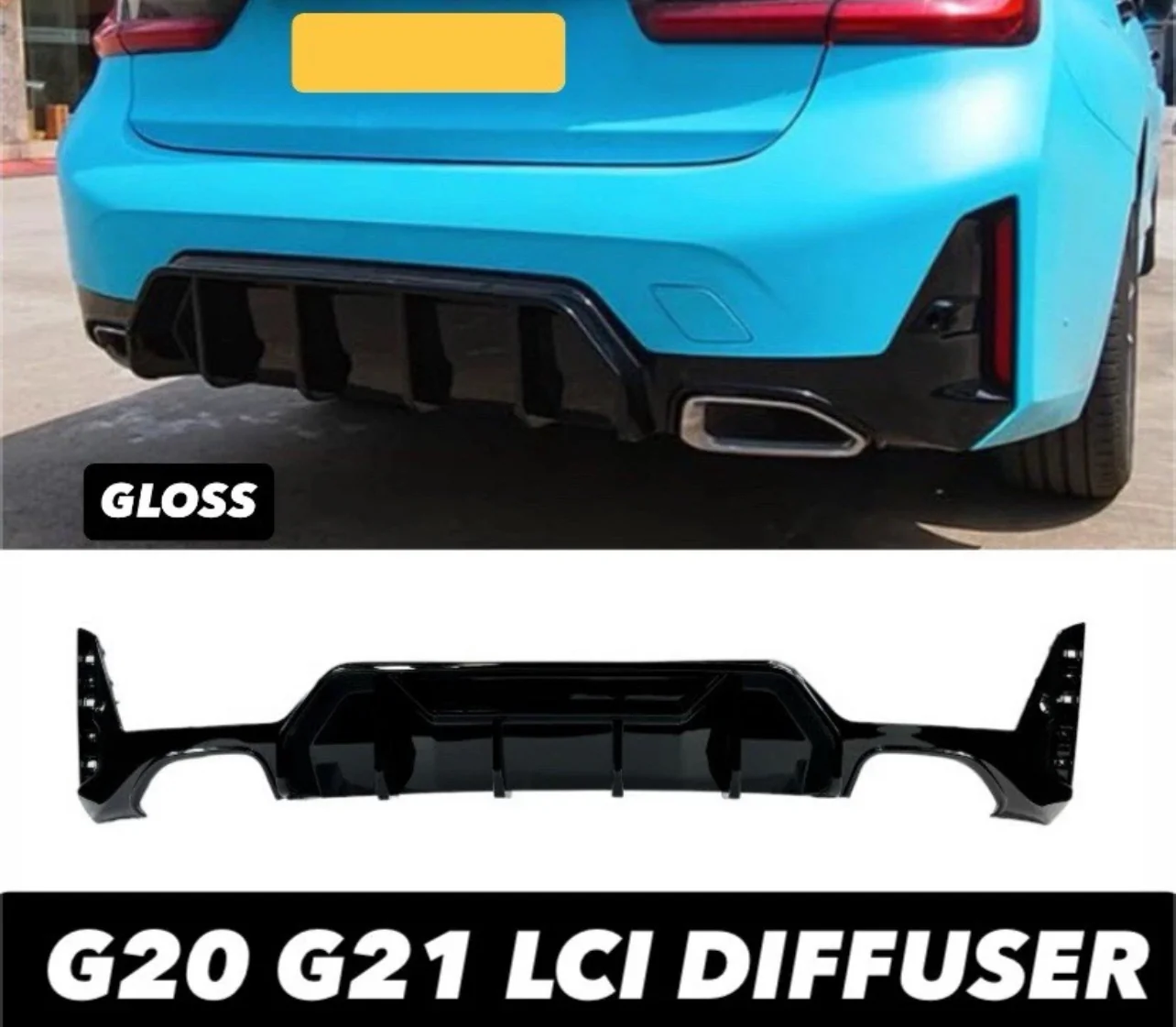 BMW 3 Series G20 LCI Body Kit M Sport In Gloss Black Splitter Skirts Quad STM - Image 7