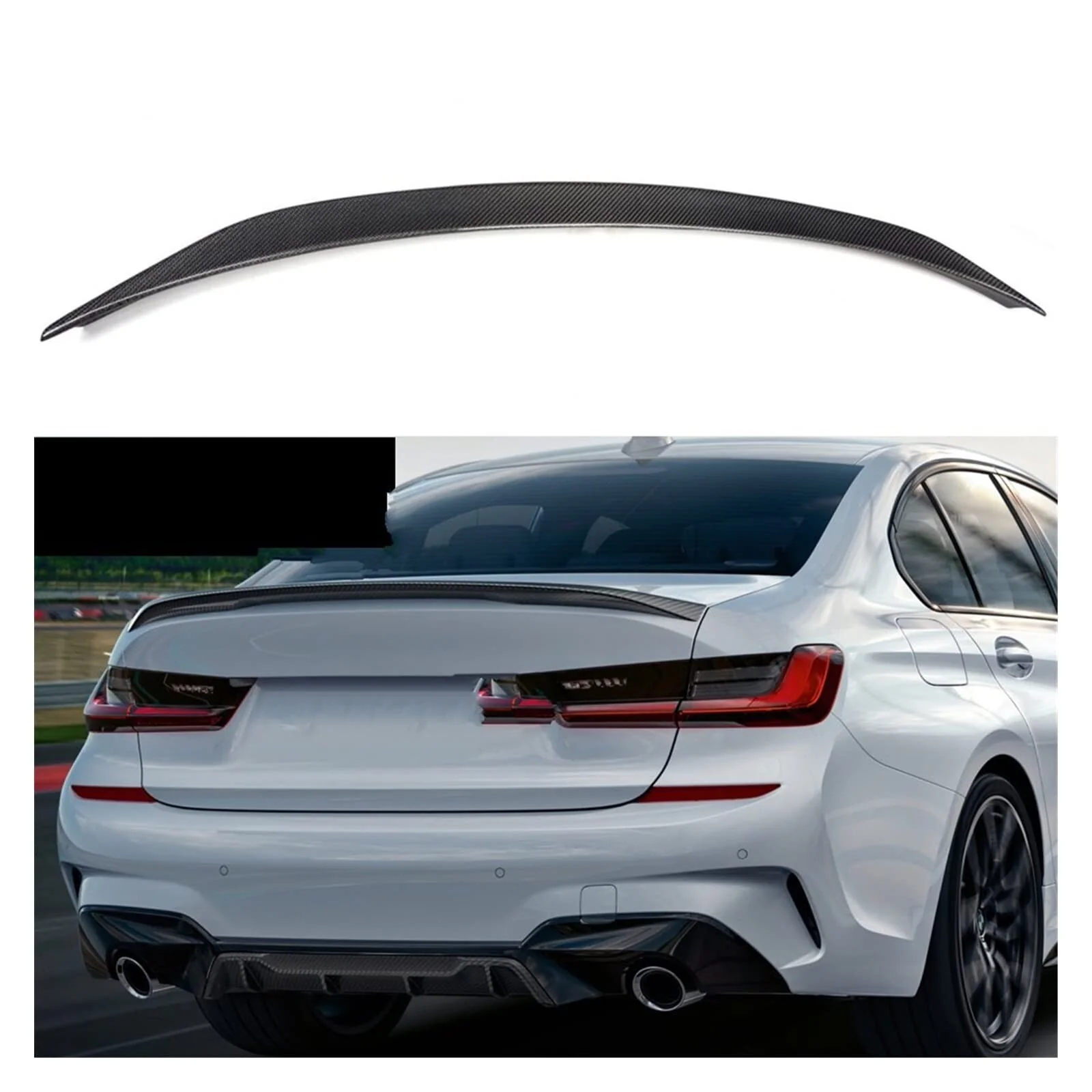 BMW 3 SERIES G20 M PERFORMANCE SPORT CARBON LOOK BOOT TRUNK SPOILER WING LIP