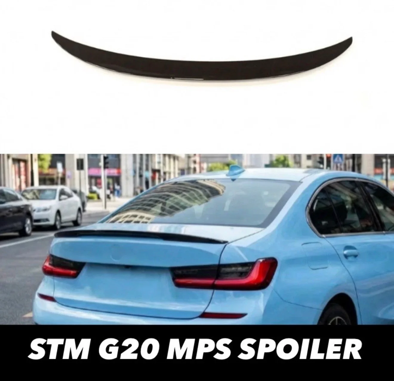 BMW 3 Series G20 P Style Rear Trunk Boot Lip Spoiler MPS Performance Style Gloss - Image 6