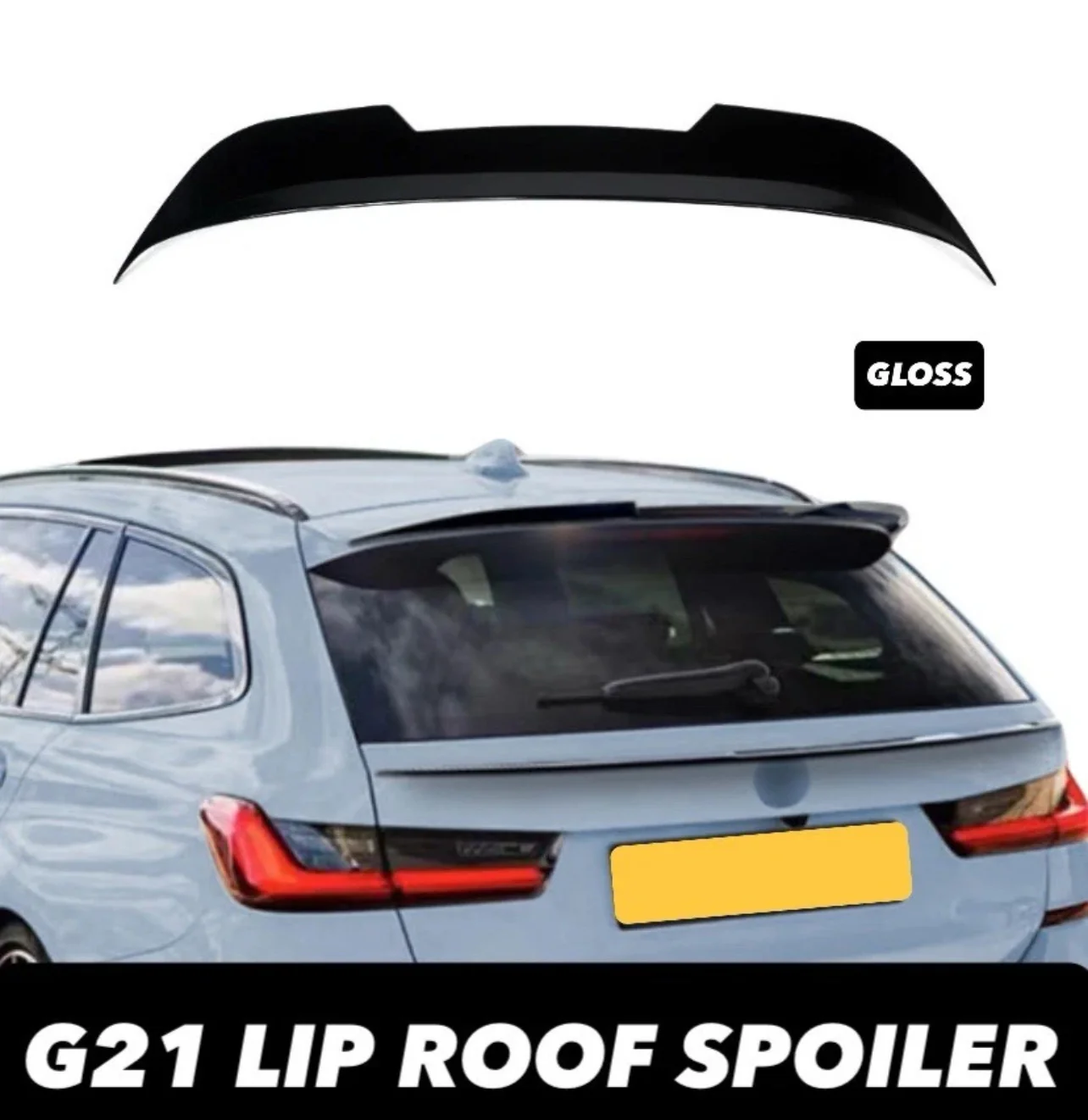 BMW 3 SERIES G21 ESTATE REAR ROOF BOOT SPOILER 2019+ GLOSS BLACK WING SLIM LIP - Image 6