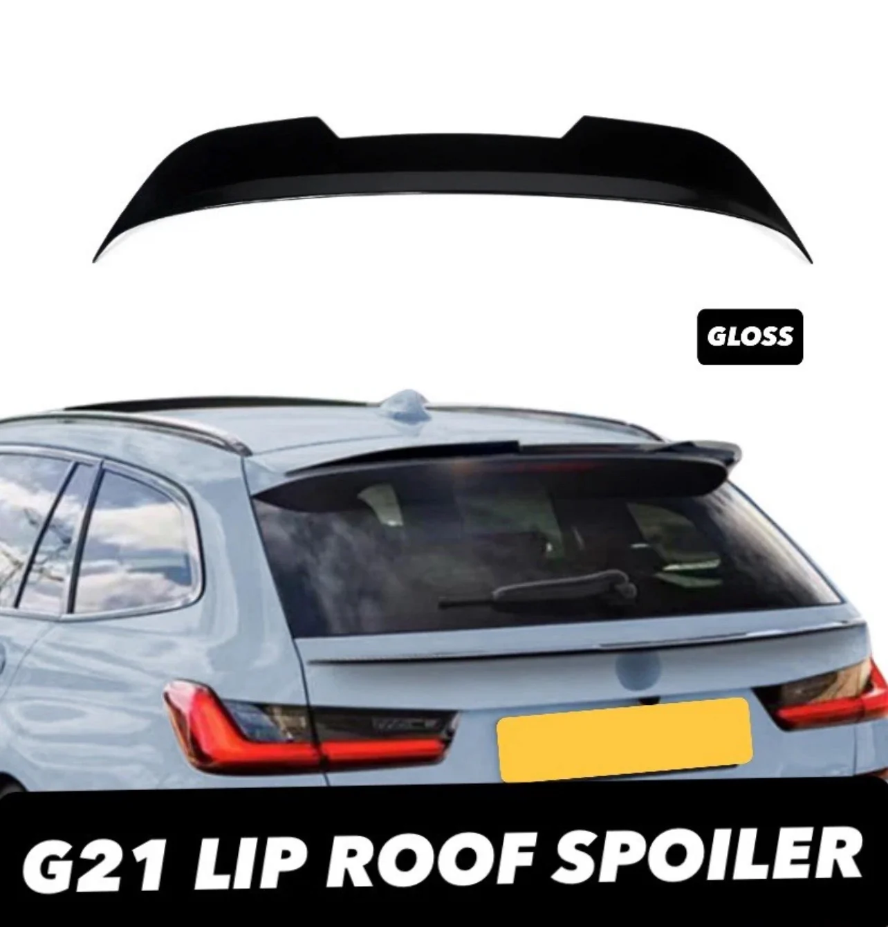 BMW 3 SERIES G21 ESTATE REAR ROOF BOOT SPOILER 2019+ GLOSS BLACK WING SLIM LIP - Image 8