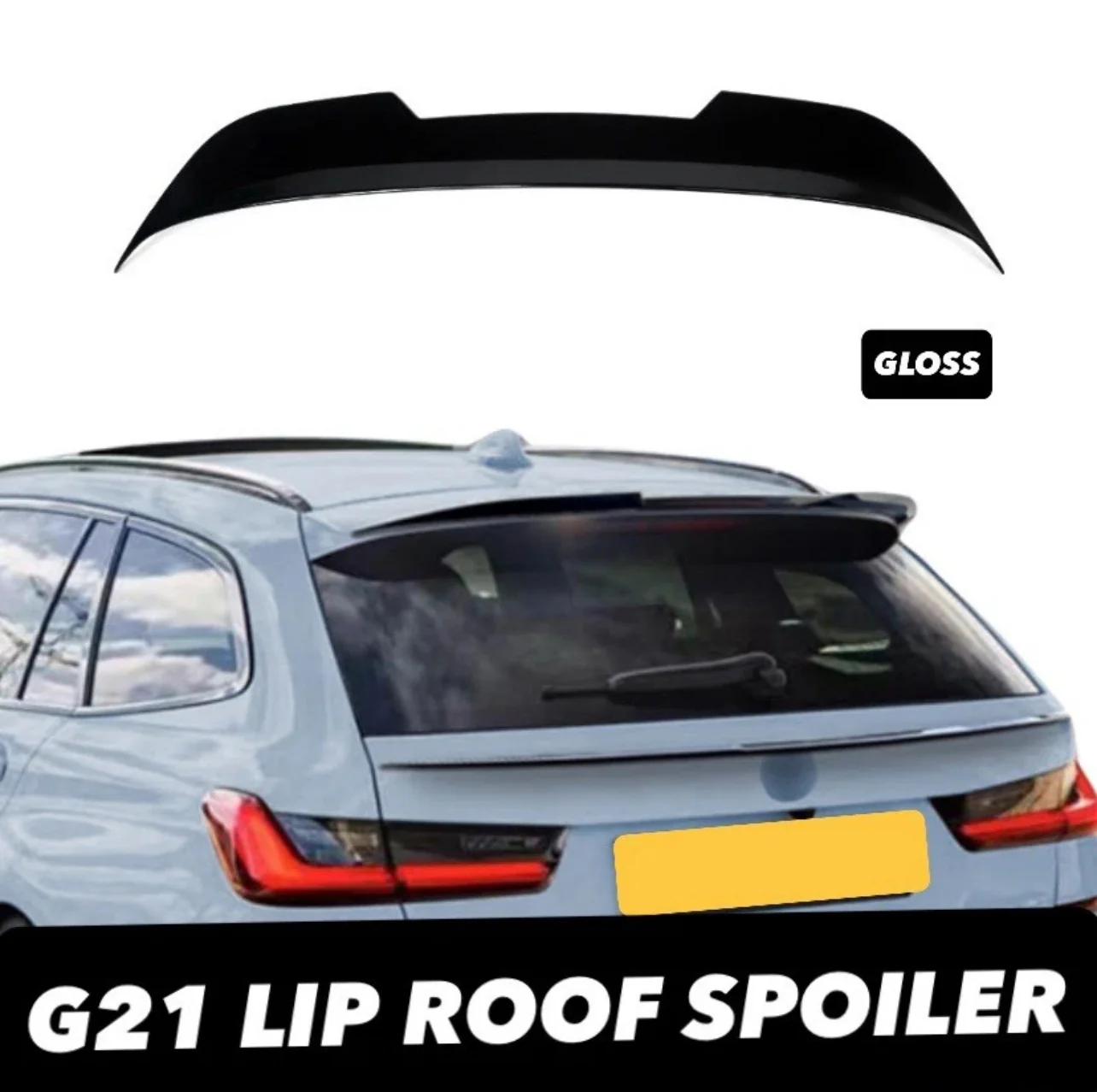 BMW 3 SERIES G21 ESTATE SLIM REAR ROOF BOOT SPOILER 2019+ GLOSS BLACK WING LIP ABS - Image 11