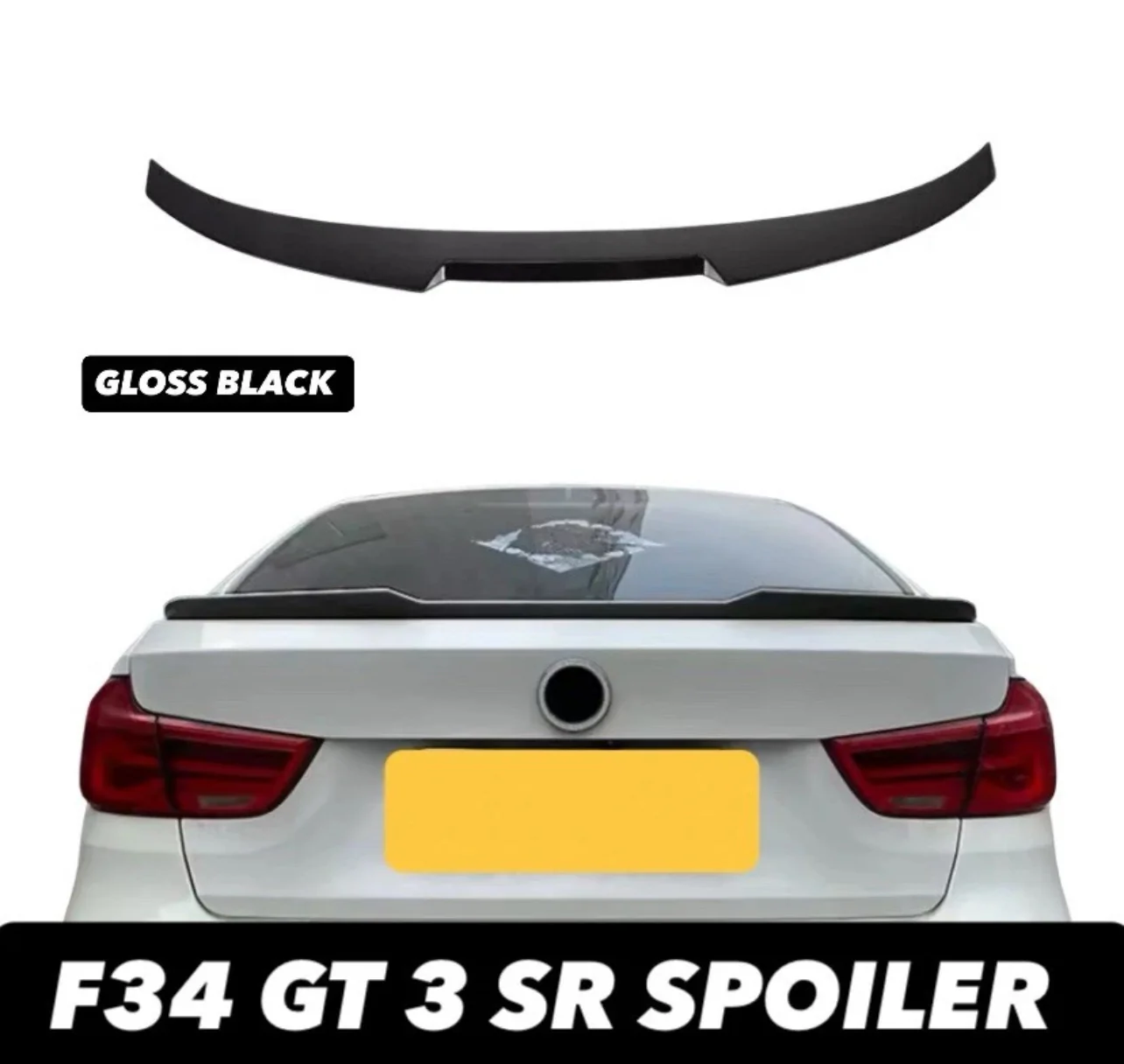 BMW 3 Series GT F34 Gloss Black Rear Boot Spoiler Lip Wing  V Style 2011- 2019 - Image 3