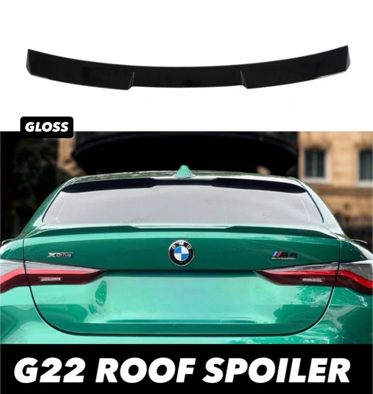 BMW 4 Series G22 Coupe Rear Roof Spoiler Lip M4 V Style Gloss Black 2020+ Boot - Image 2