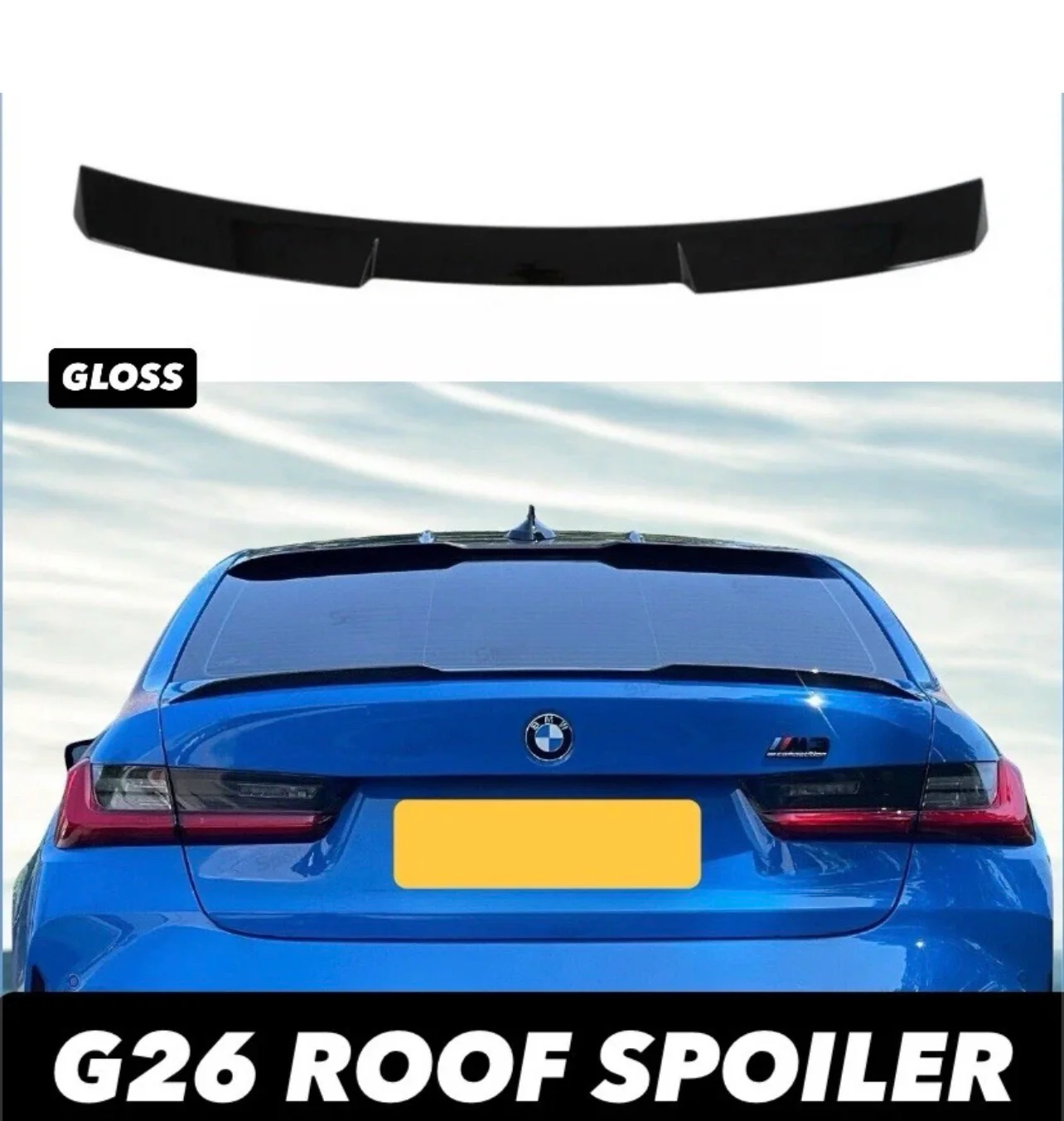 BMW 4 Series G26 4 Door Gloss Black Rear Roof Spoiler Splitter 2021-2024 - Image 6