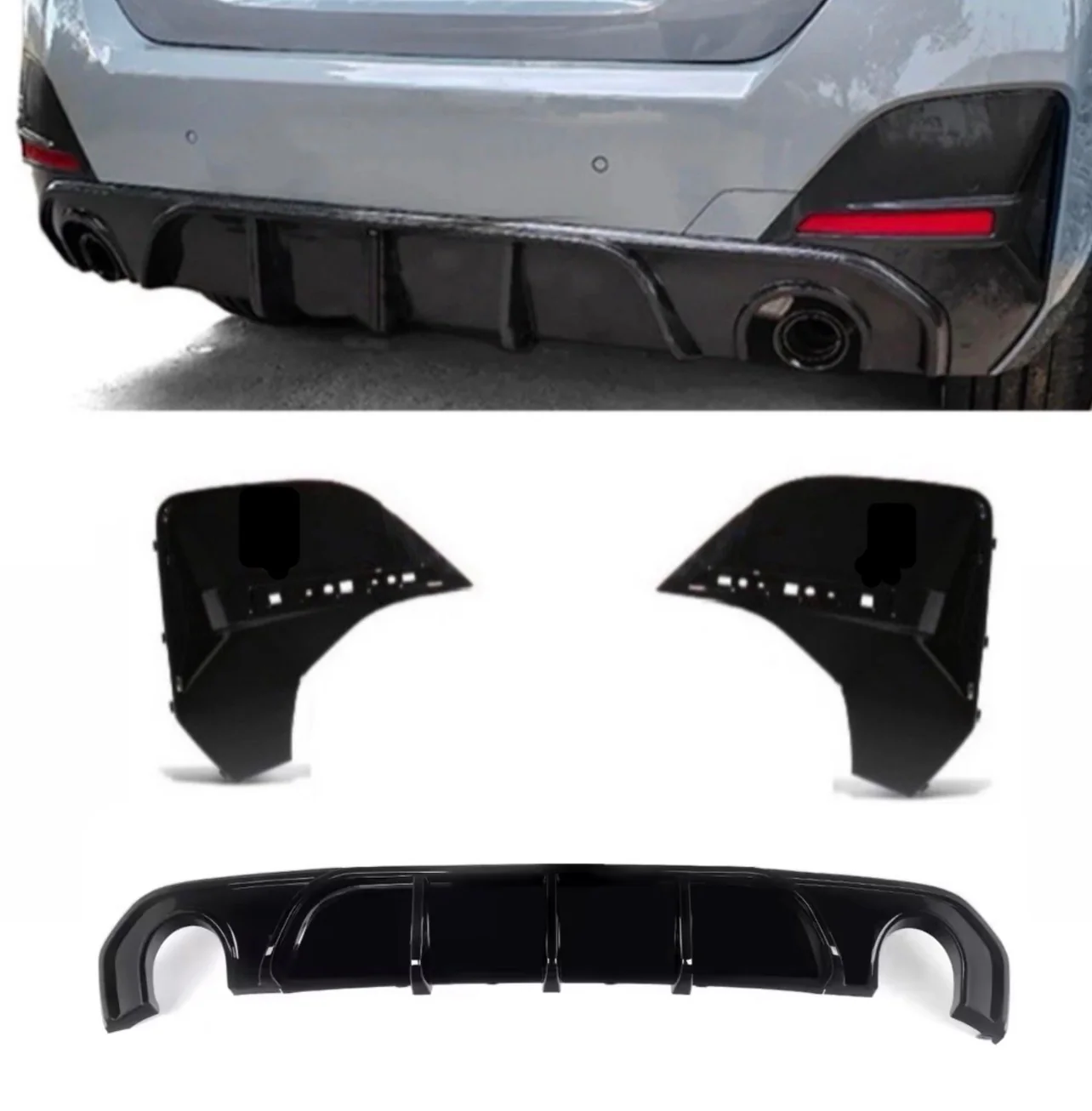 BMW 4 Series G26 4dr Gran Coupe Gloss Black Rear Diffuser Lip Valance Bumper 20+