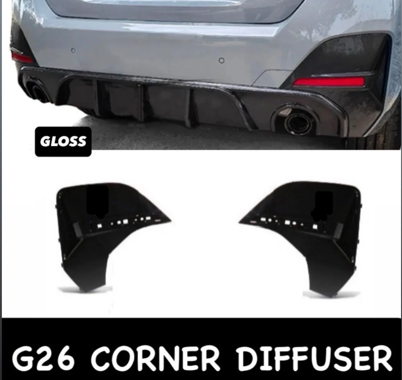 BMW 4 Series G26 4dr Gran Coupe Gloss Black Rear Diffuser Lip Valance Bumper 20+ - Image 5