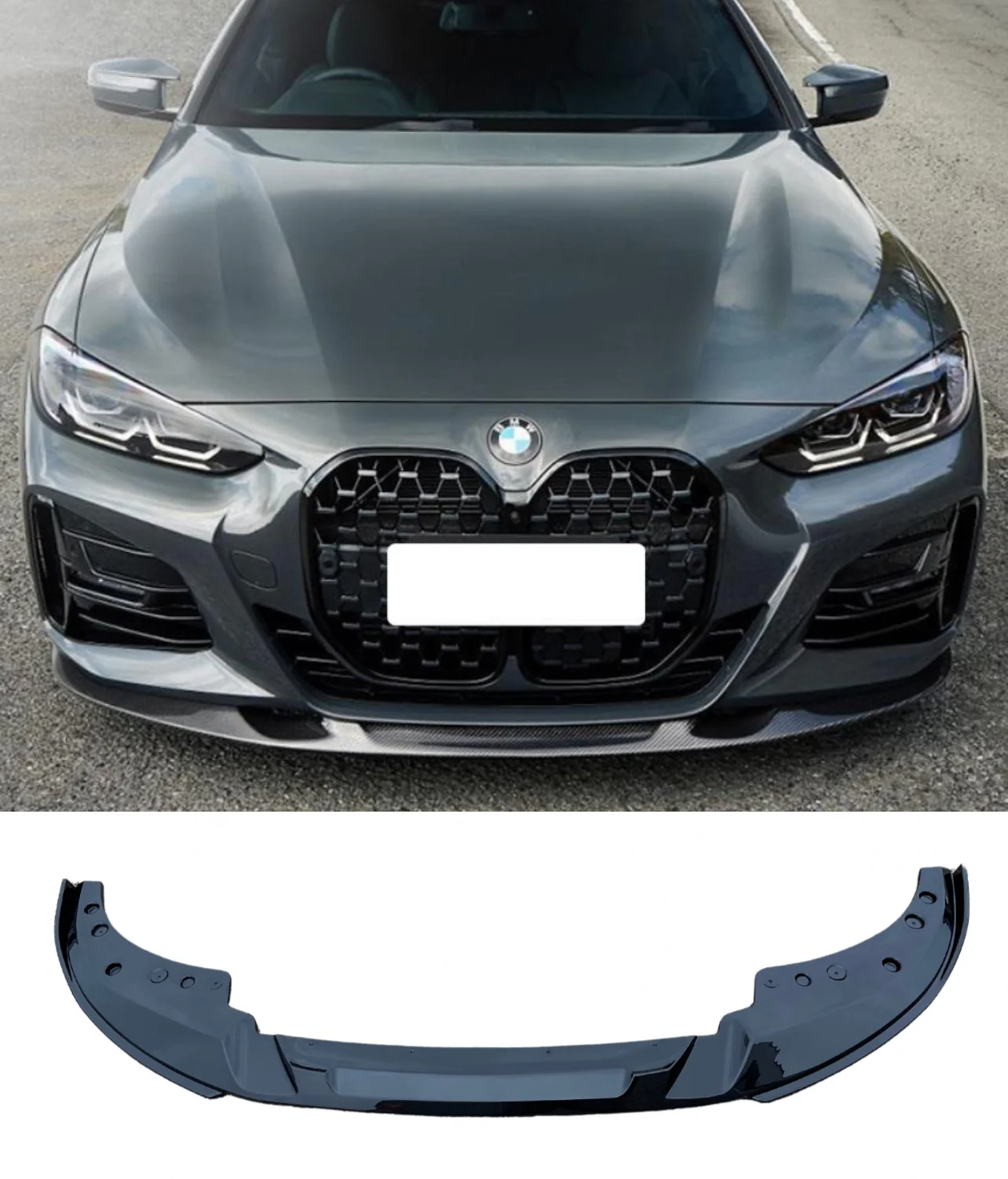 BMW 4 Series G26 Gran Coupe Front Splitter Gloss Black STM Style