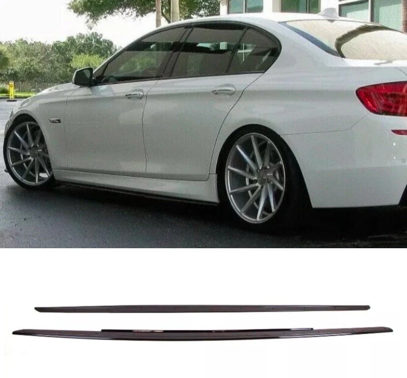 BMW 5 SERIES F10 F11 GLOSS BLACK STYLE SIDE SKIRT EXTENSION LIP BLADES 2020-16