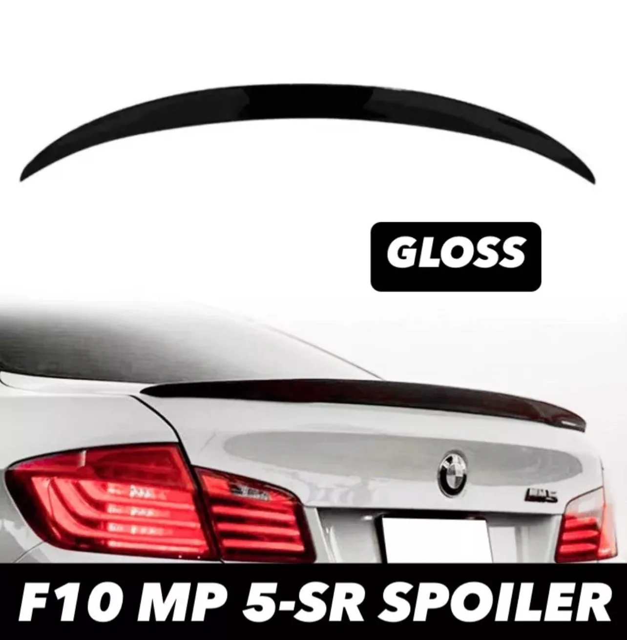 BMW 5 SERIES F10 M SPORT REAR TRUNK LID LIP BOOT SPOILER 10-16 GLOSS BLACK - Image 3