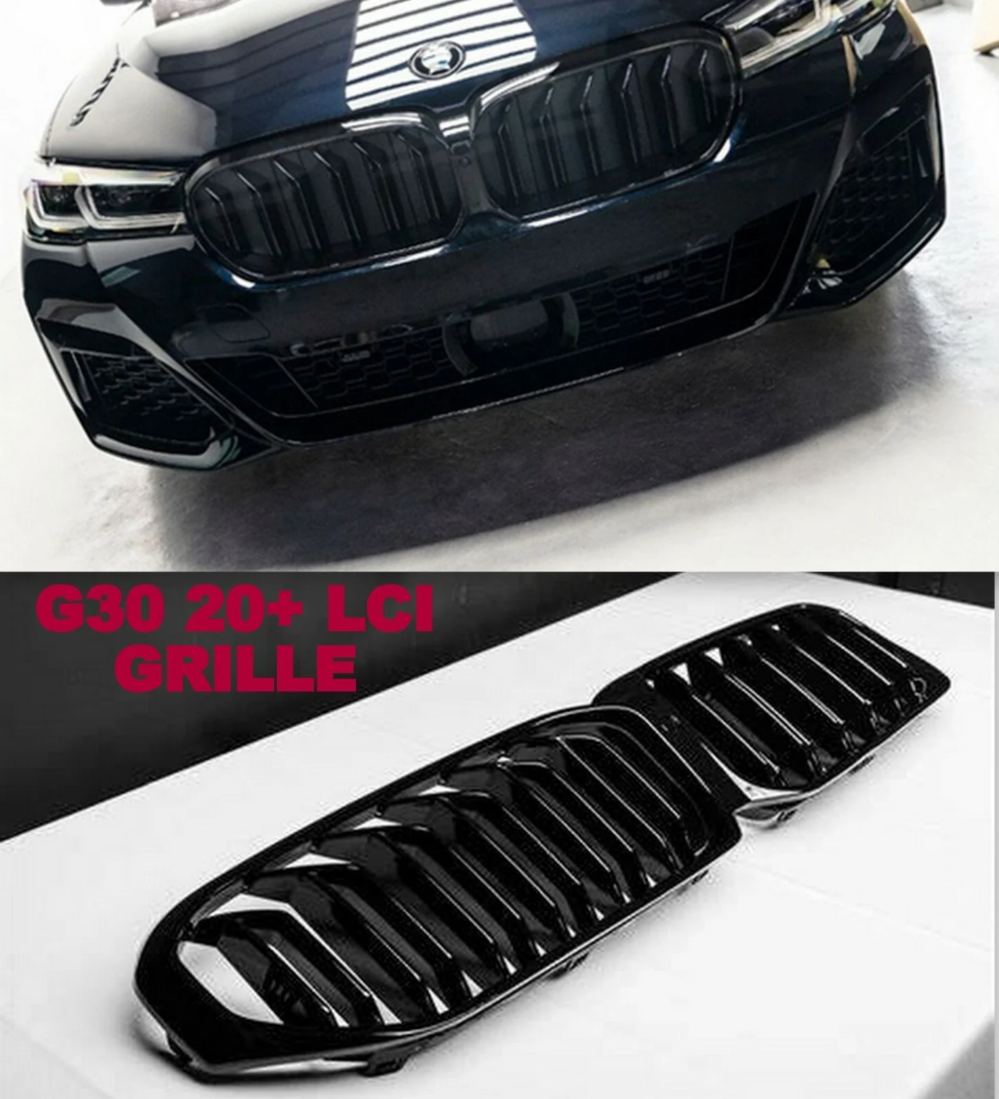 BMW 5 SERIES G30 G31 F90 M5 LOOK KIDNEY GRILLE DOUBLE SLAT 2021 ONWARDS - Image 7