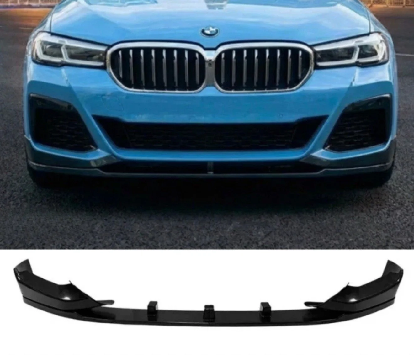 BMW 5 Series G30 G31 LCI M Sport Front Splitter Spoiler Lip Gloss Black Body Kit