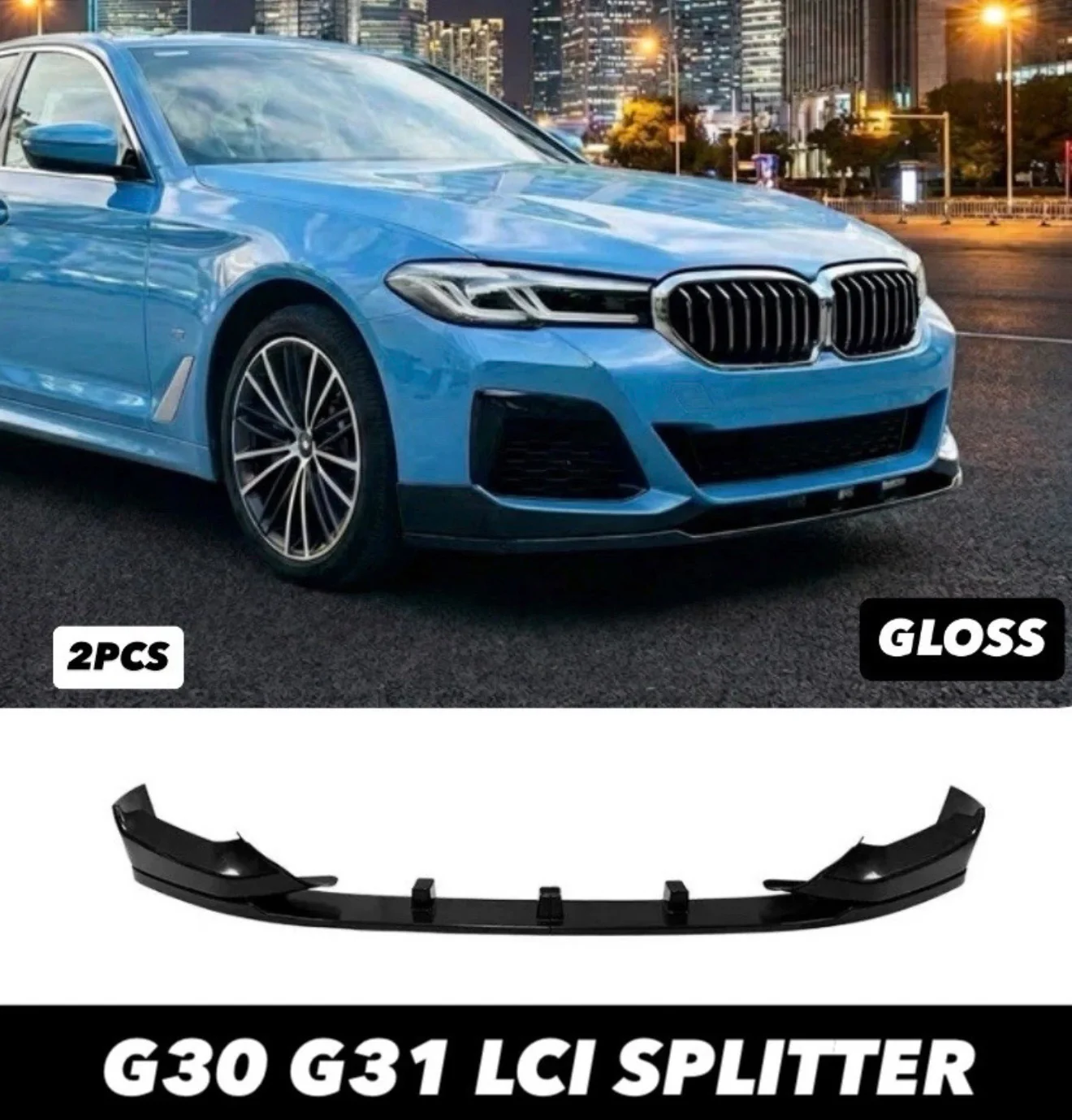 BMW 5 Series G30 G31 LCI M Sport Front Splitter Spoiler Lip Gloss Black Body Kit - Image 8