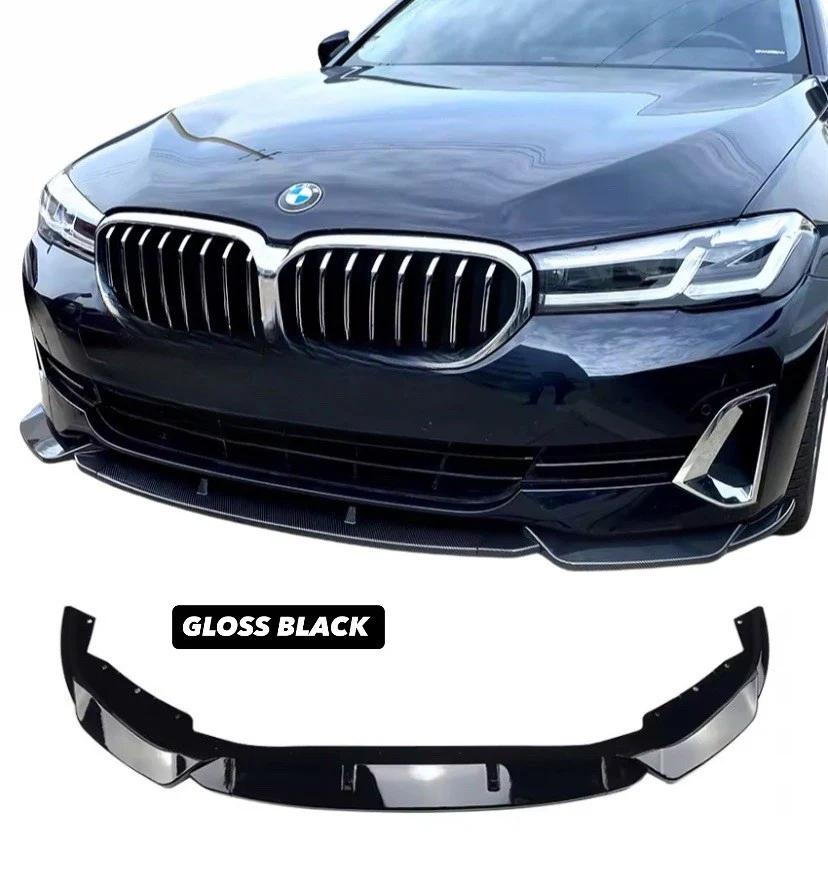 BMW 5 Series G30 LCI SE 2021-2023 Gloss Black Front Splitter 3 Piece - Image 4