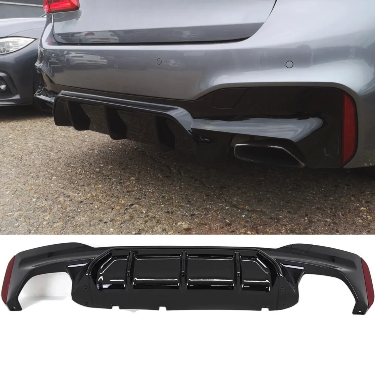 BMW 5 Series G31 Pre Lci Gloss Black Full Body Kit Roof Spoiler Sides Diffuser Splitter Grilles Mirror Covers - Image 3