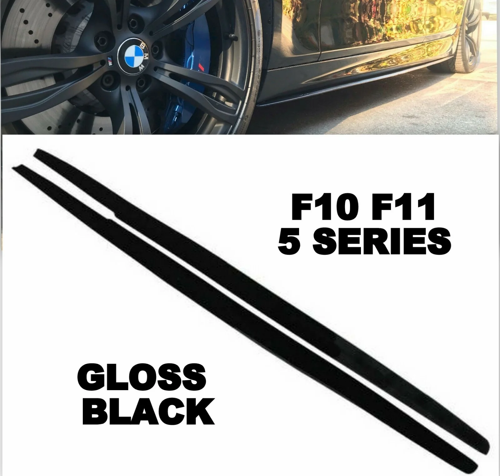 BMW F10 5 SERIES BODY KIT FRONT LIP SPLITTER DIFFUSER SPOILER SIDES GLOSS BLACK - Image 3