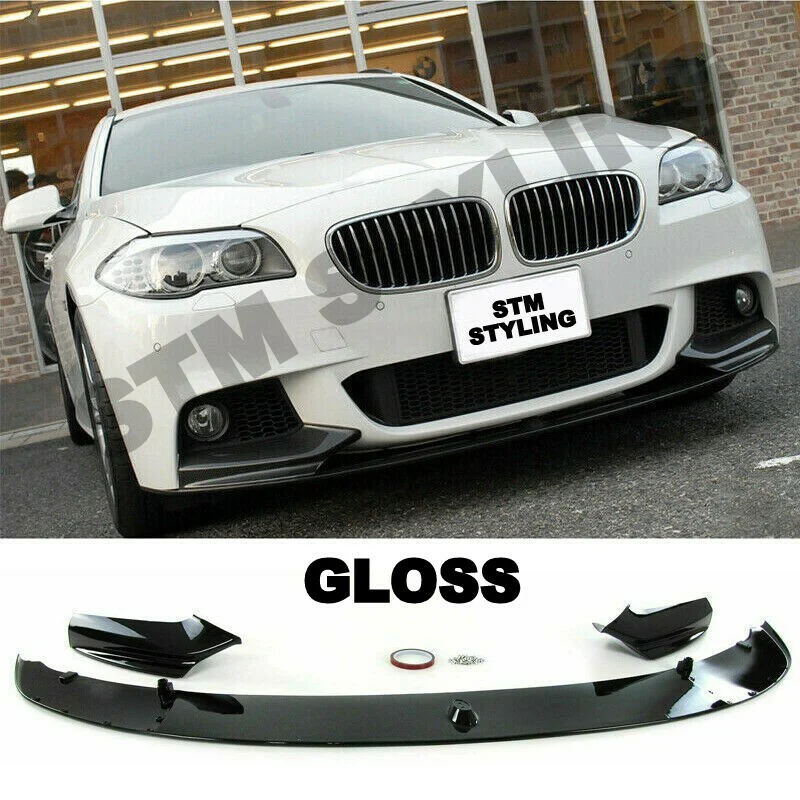 BMW F10 5 SERIES BODY KIT FRONT LIP SPLITTER DIFFUSER SPOILER SIDES GLOSS TWIN - Image 8