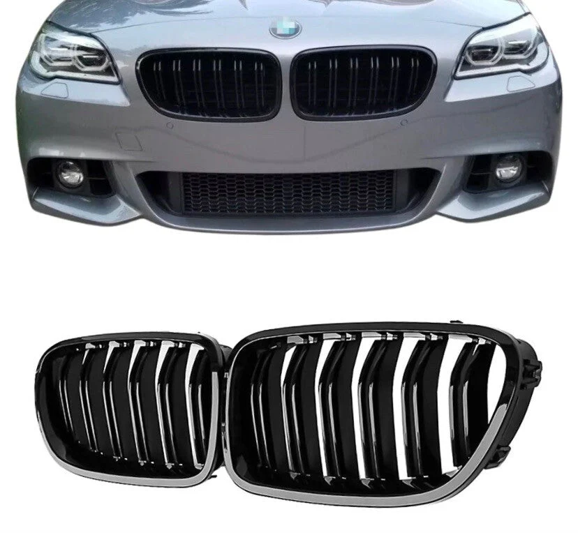 BMW F10 F11 5 Series 10-16 Kidney Grille Grill Grilles Gloss Black Twin Slats