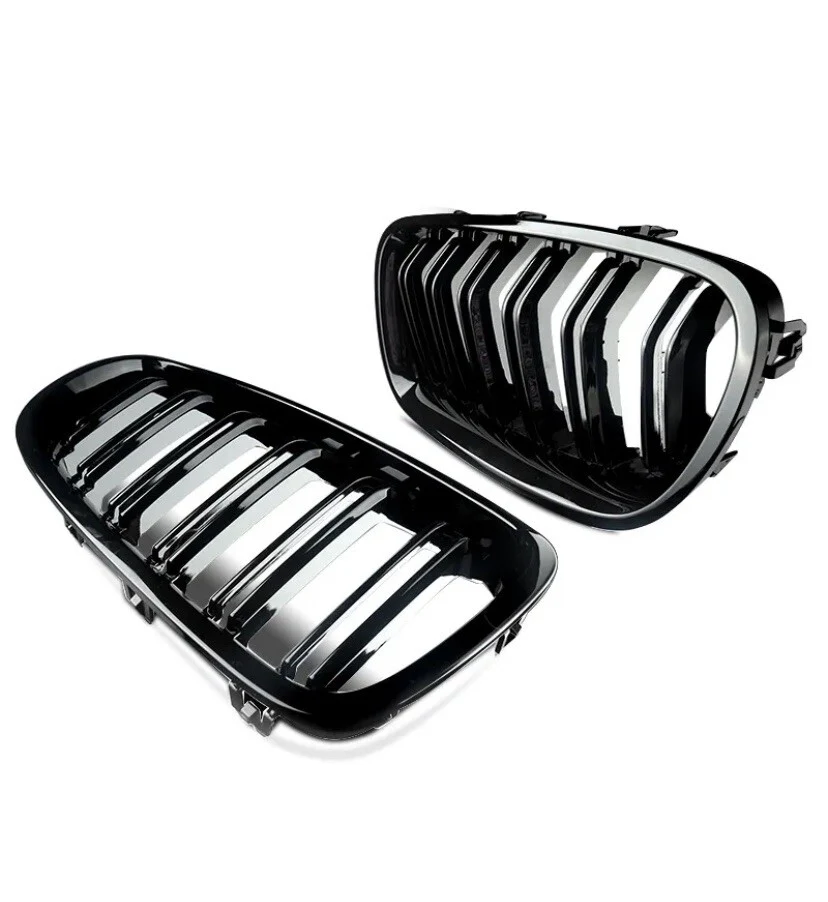 BMW F10 F11 5 Series 10-16 Kidney Grille Grill Grilles Gloss Black Twin Slats - Image 4