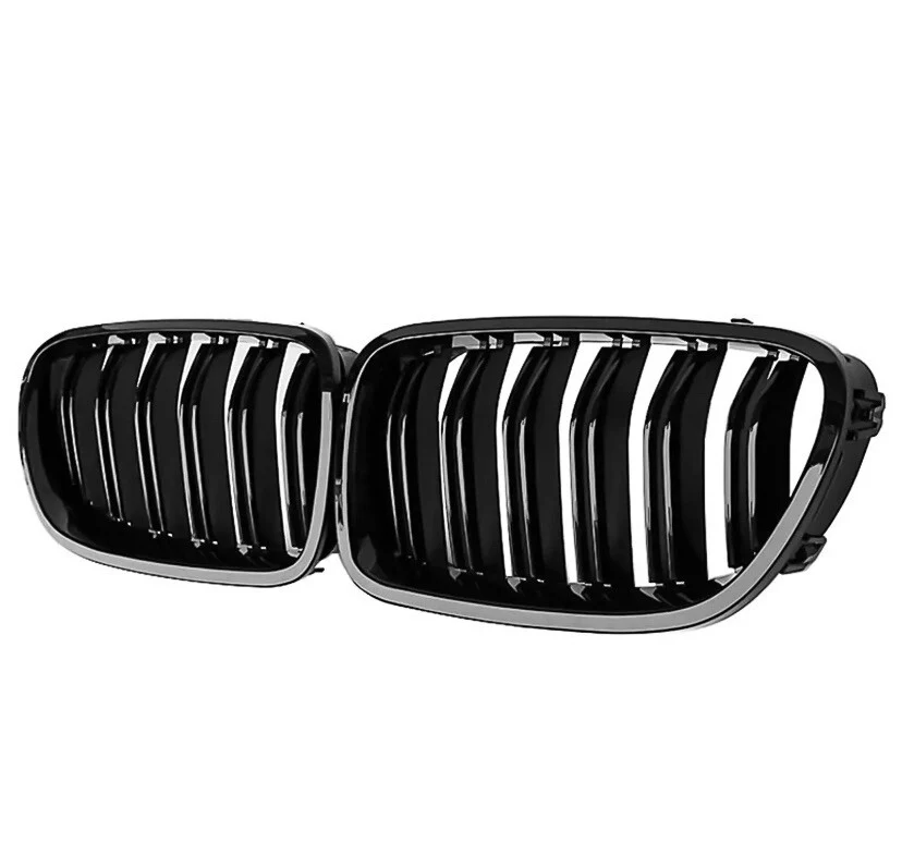 BMW F10 F11 5 Series 10-16 Kidney Grille Grill Grilles Gloss Black Twin Slats - Image 5
