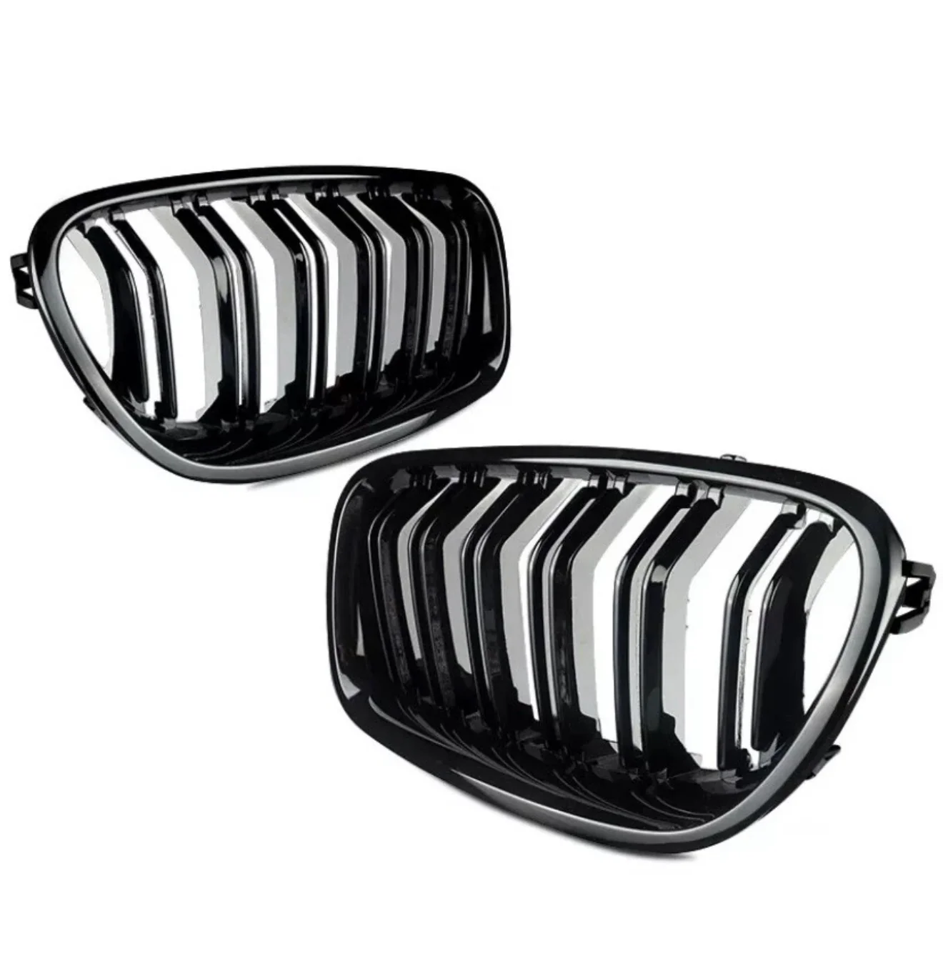 BMW F10 F11 5 Series 10-16 Kidney Grille Grill Grilles Gloss Black Twin Slats - Image 4