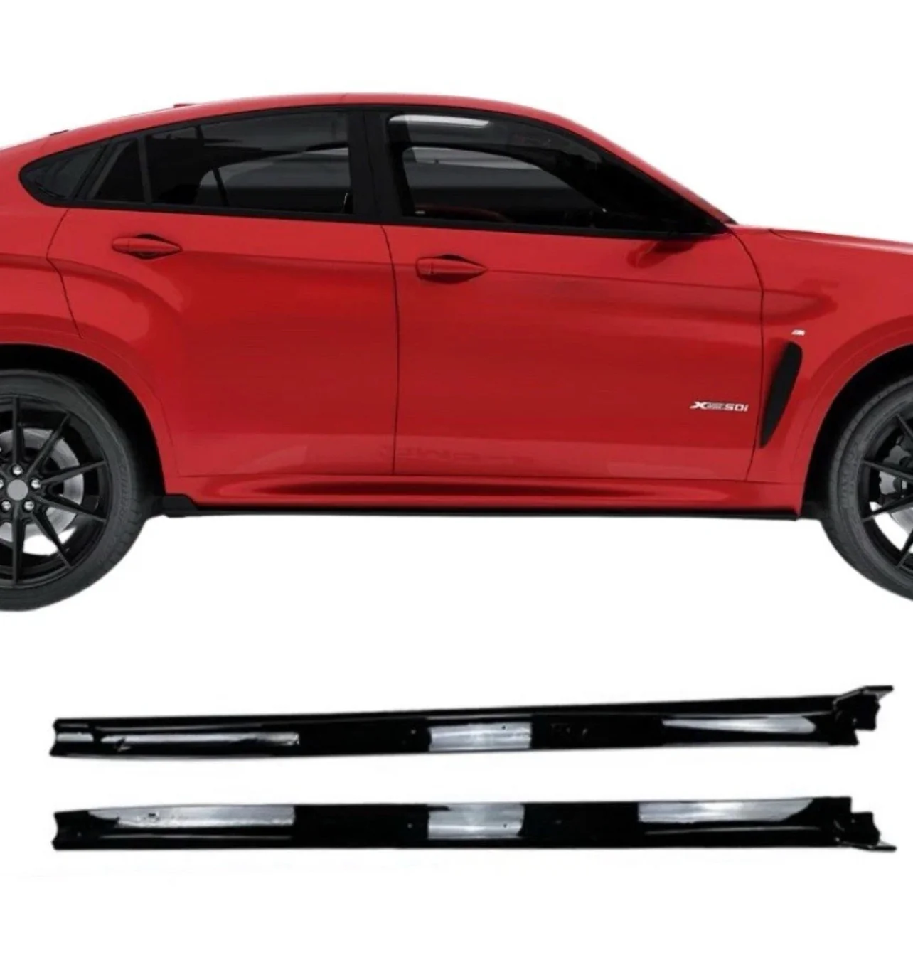 BMW F15 F85 X5M X6M F86 F16 GLOSS BLACK FULL SIDE SKIRT SKIRTS EXTENSION BLADE
