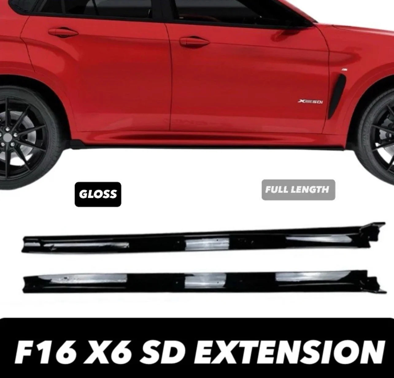 BMW F15 F85 X5M X6M F86 F16 GLOSS BLACK FULL SIDE SKIRT SKIRTS EXTENSION BLADE - Image 2