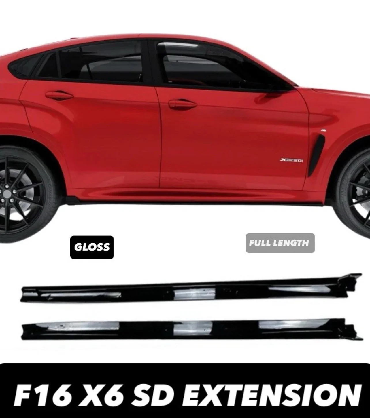 BMW F15 F85 X5M X6M F86 F16 GLOSS BLACK FULL SIDE SKIRT SKIRTS EXTENSION BLADE - Image 6