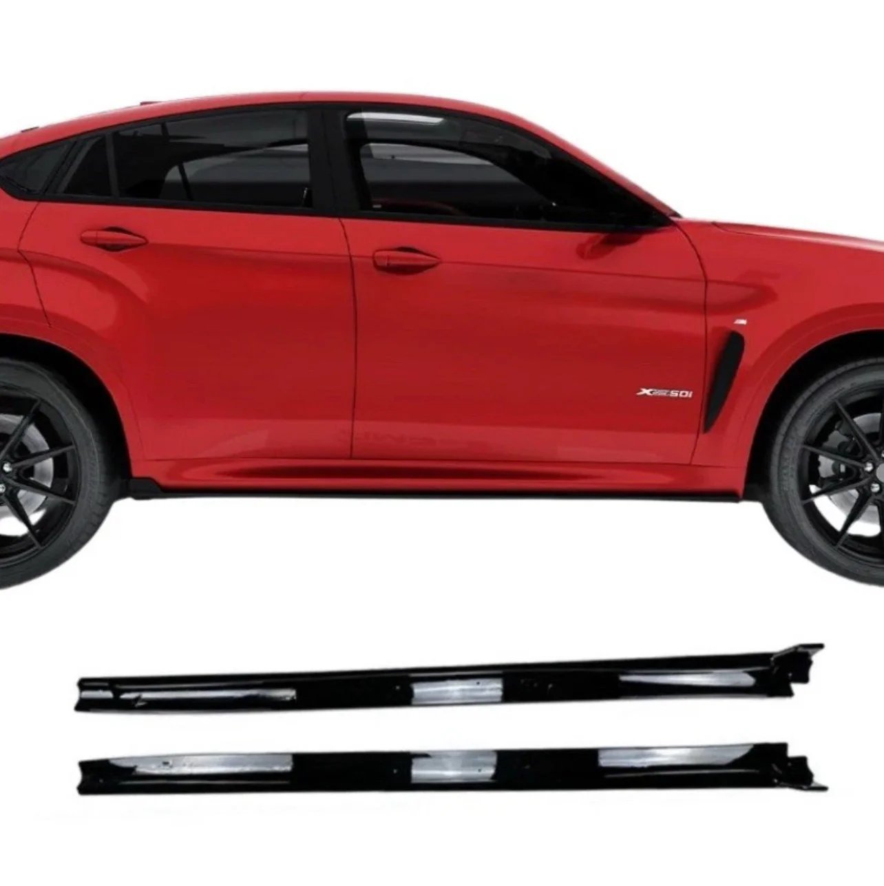 BMW F15 F85 X5M X6M F86 F16 GLOSS BLACK FULL SIDE SKIRT SKIRTS EXTENSION BLADE - Image 8