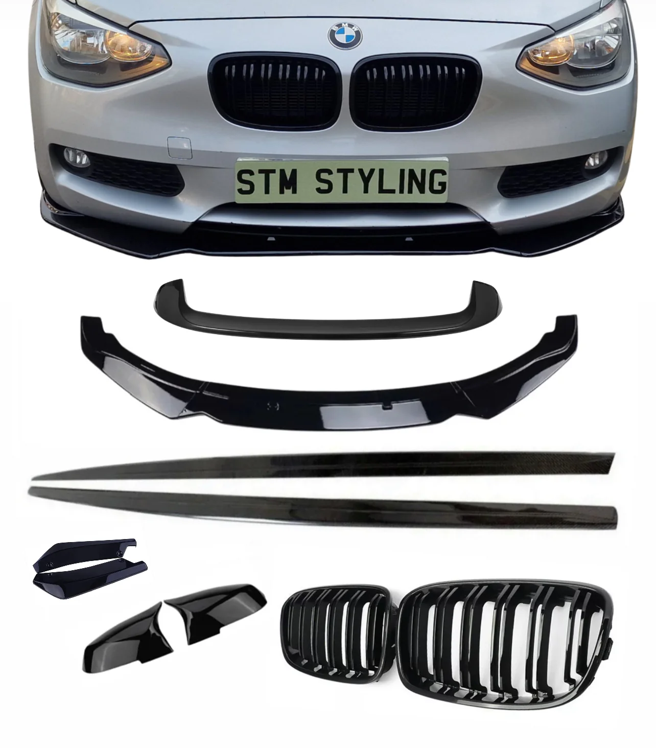 BMW F20 Kit 1 Series Se Sport Gloss Black Full BodyKit Splitter Spoiler Pre Lci - Image 20